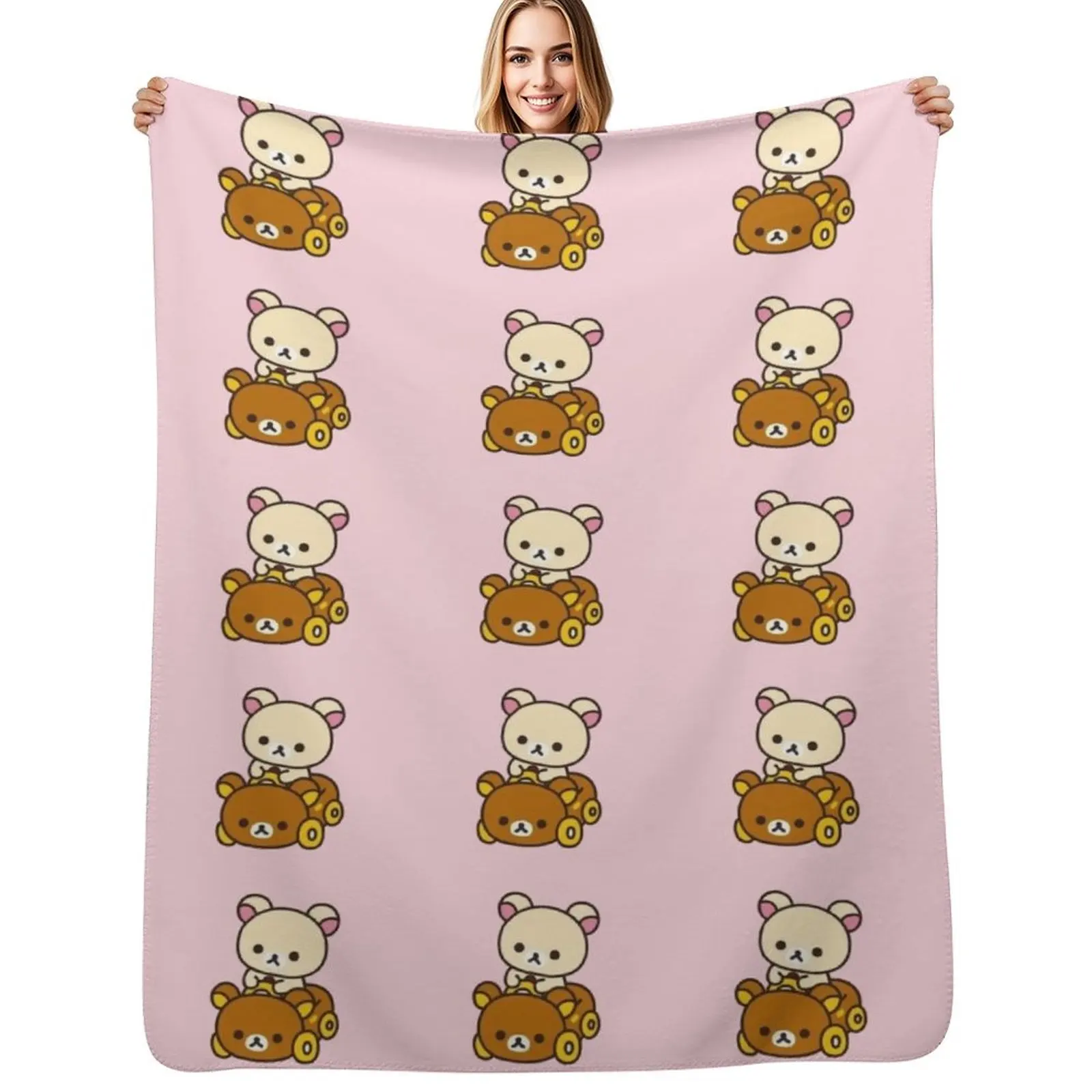 korilakkuma driving a Rilakkuma car Throw Blanket warm winter Multi-Purpose Thermals For Travel blankets ands Blankets