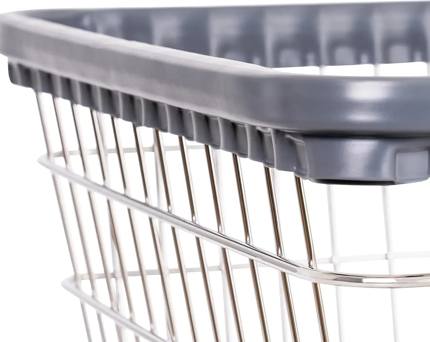 R&B Wire® 100E58 Heavy Duty Wire Laundry Cart with Double Pole Rack | 2.5 Bushel | Steel Frame with Chrome Finish | Commercial L