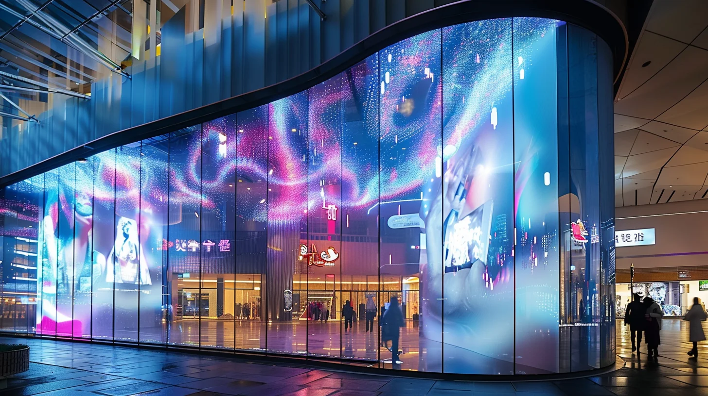 LINO Transparent Led Screen Flexible Led Film Crystal Display Screen Panel on Shopping Mall Windows Glass Led Advertising