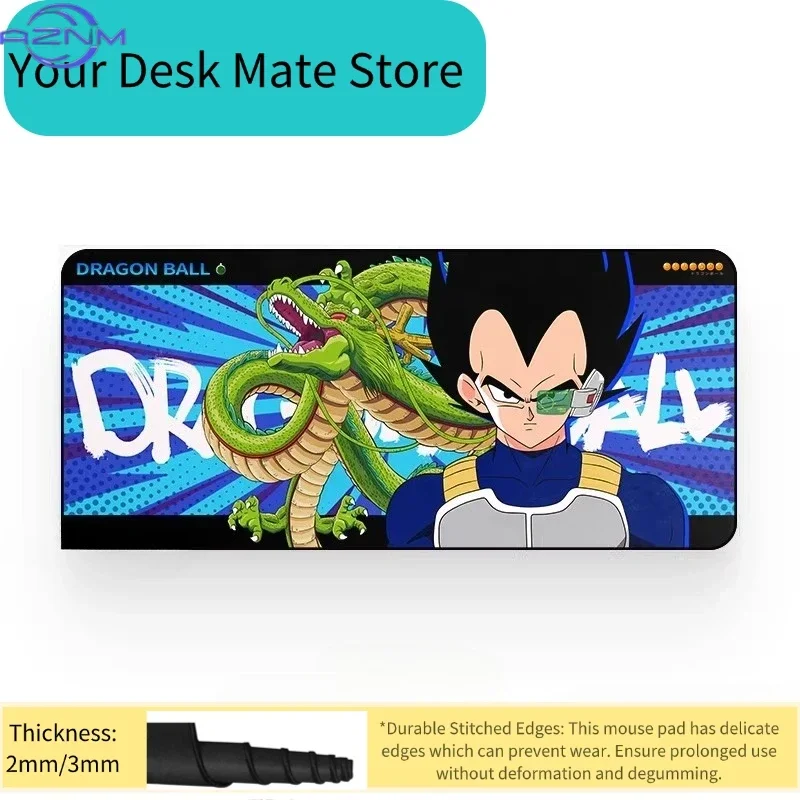 Mouse Pad Anime Blue Hair Characters Giant Green Dragon Red Background Cloud Print Rubber Non Slip Gaming Desk Mat For Keyboard