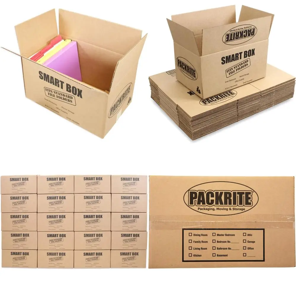 

Compact Storage Boxes with Handles, Ideal for Moving or Document Packing, 19 x 12 x 10, Set of 20