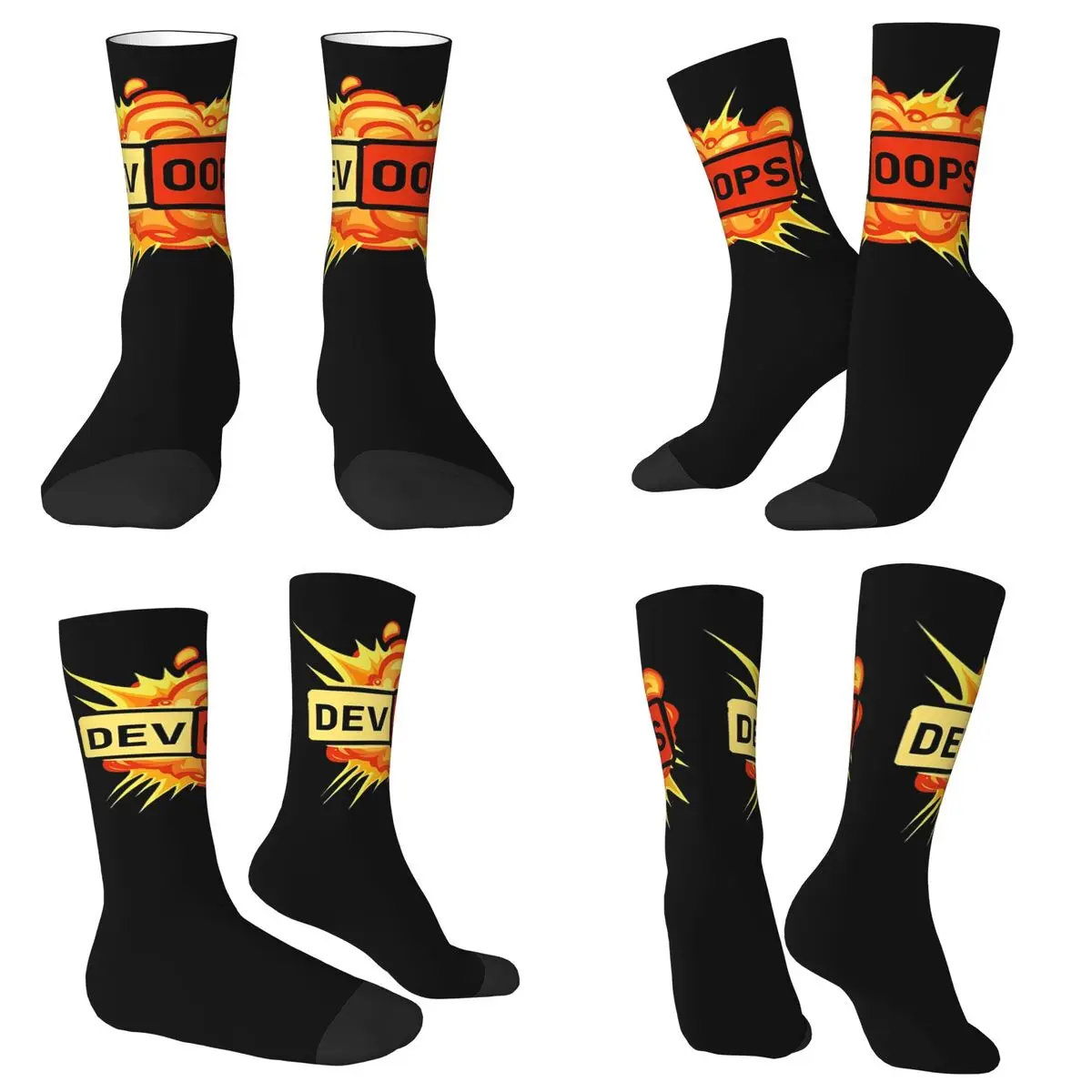 

Носки с наклейками DevOops DevOps, впитывающие пот чулки в стиле Харадзюку, всесезонные длинные носки, аксессуары для унисекс, рождественские подарки