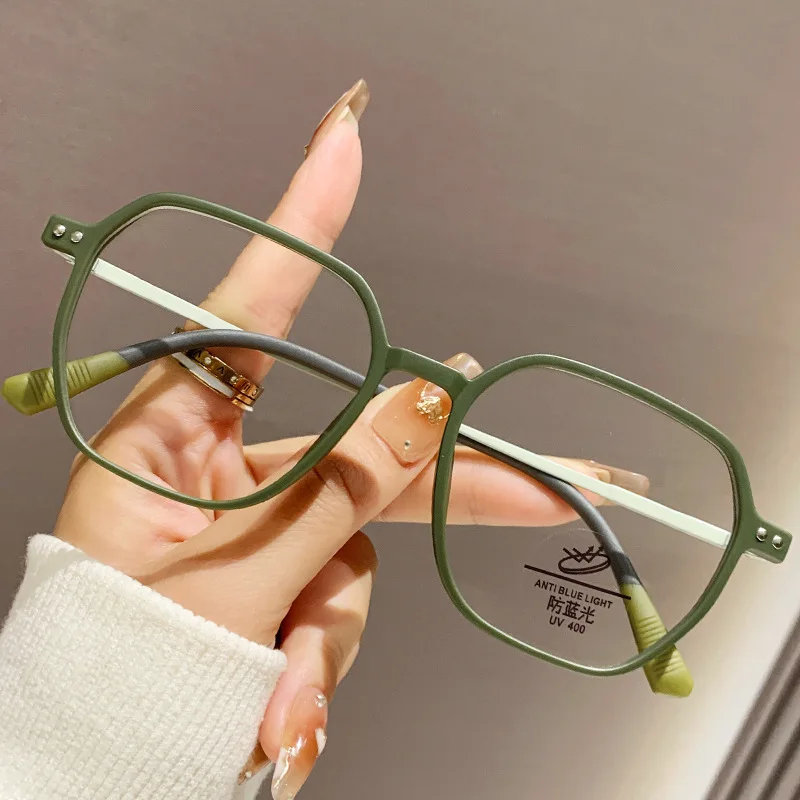 

Anti Blue Light Reading Glasses For Men And Women, Frosted Frame, Polygonal Trendy Style, Women's Natural Beauty Artifact, Large