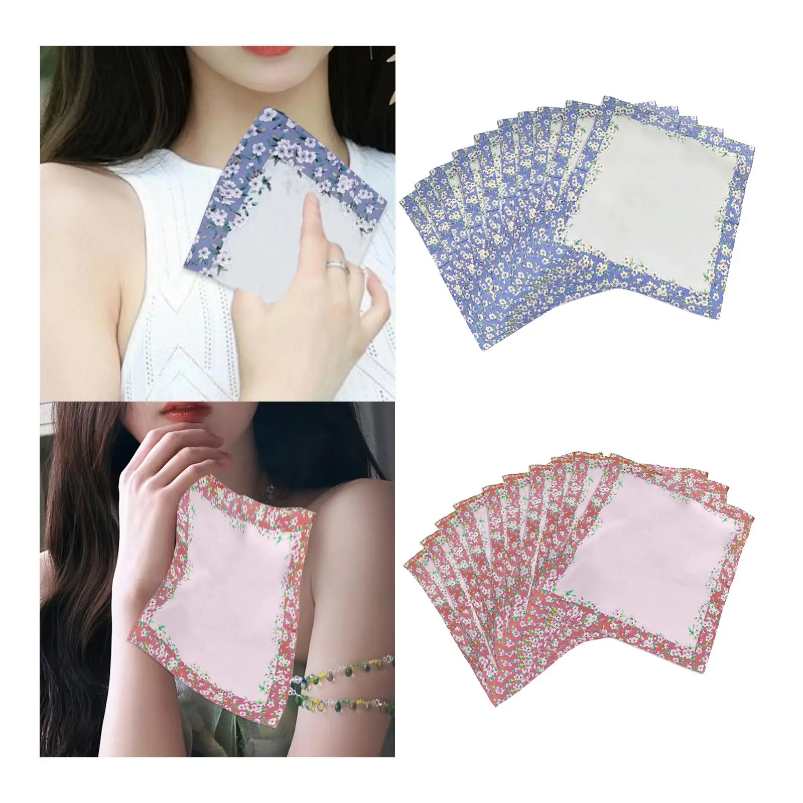 10 個女性綿ハンカチバンダナハンカチソフトレディースギフトスクエアエレガントヴィンテージスタイルレディースハンカチハンカチ