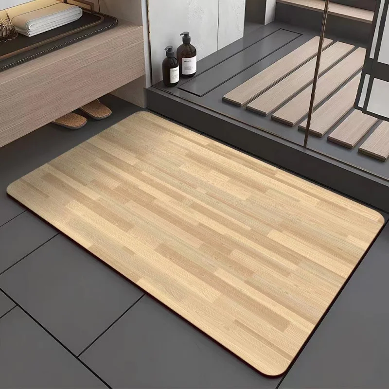 VIKAMA Nordic Wood Grain Diatom Mud Floor Mat Bathroom Water Absorption Quick Drying Foot Mat Non-Slip Door Mat Home Decoration