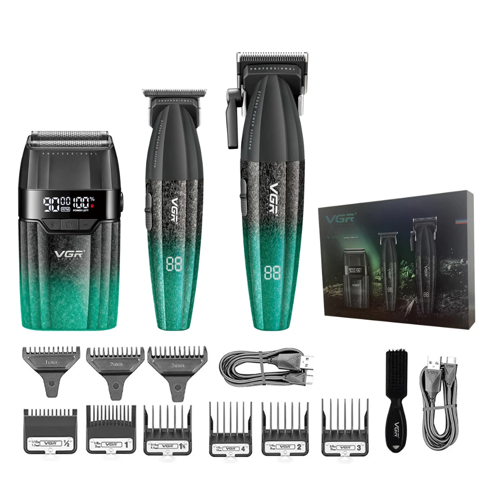 VGR Hair Trimmer Professional Clipper Cordless Barber 9000 RPM Rechargeable Hair Cutting Machine Metal Trimmer for Men V-640 image 3
