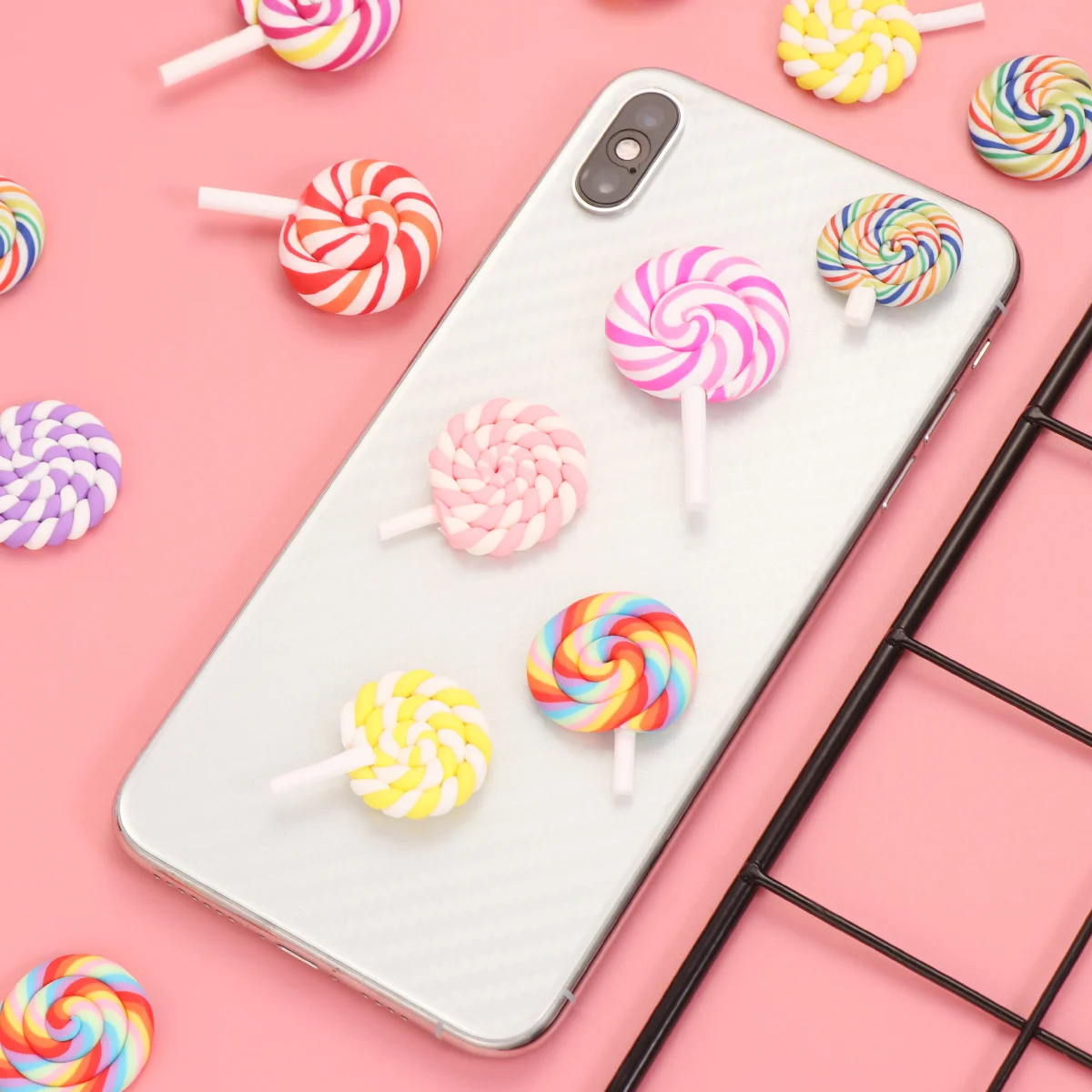 

36Pcs DIY Lollipop Decorations Polymer Clay Colorful Candy Embellishments for Craft Necklace Cardmaking Bracelet Accessories DIY