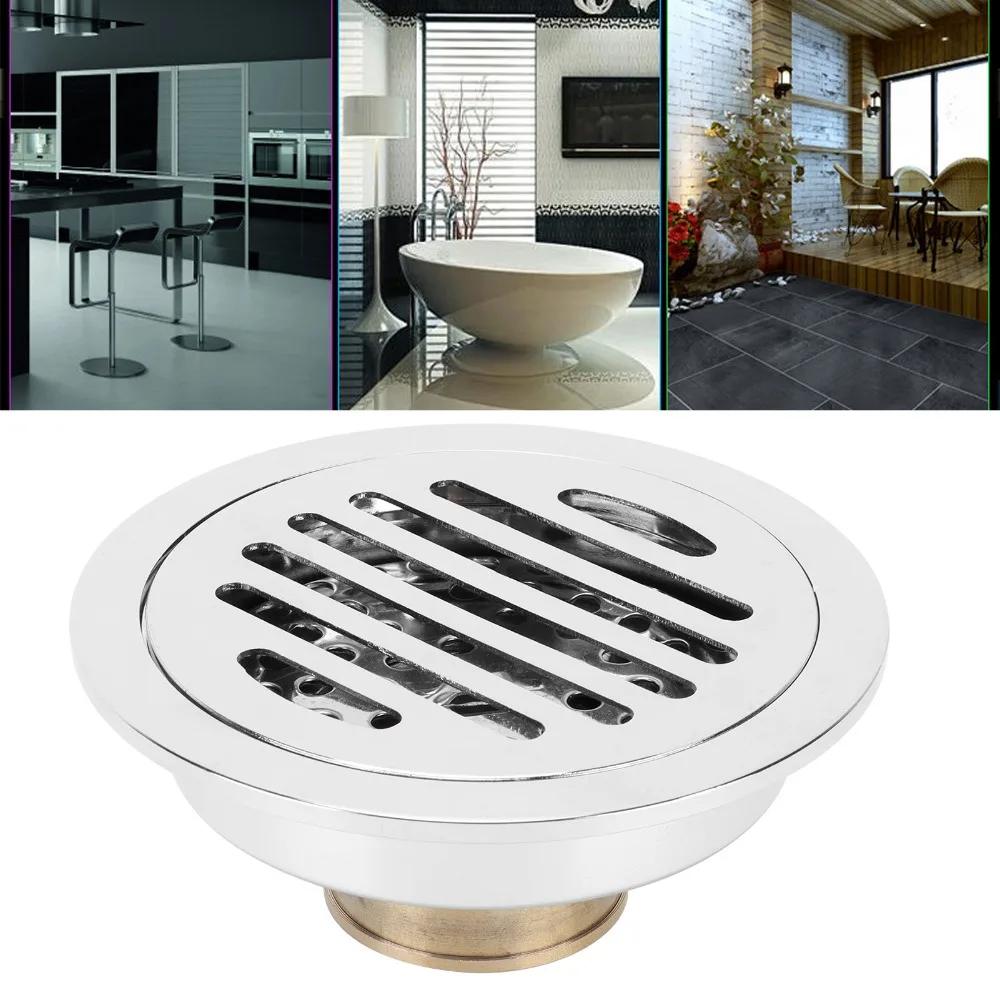 Round Floor Drain Copper Insectproof Design Shower Floor Drain Removable Cover Thickened Material Floor Drain Strainer Kitchen