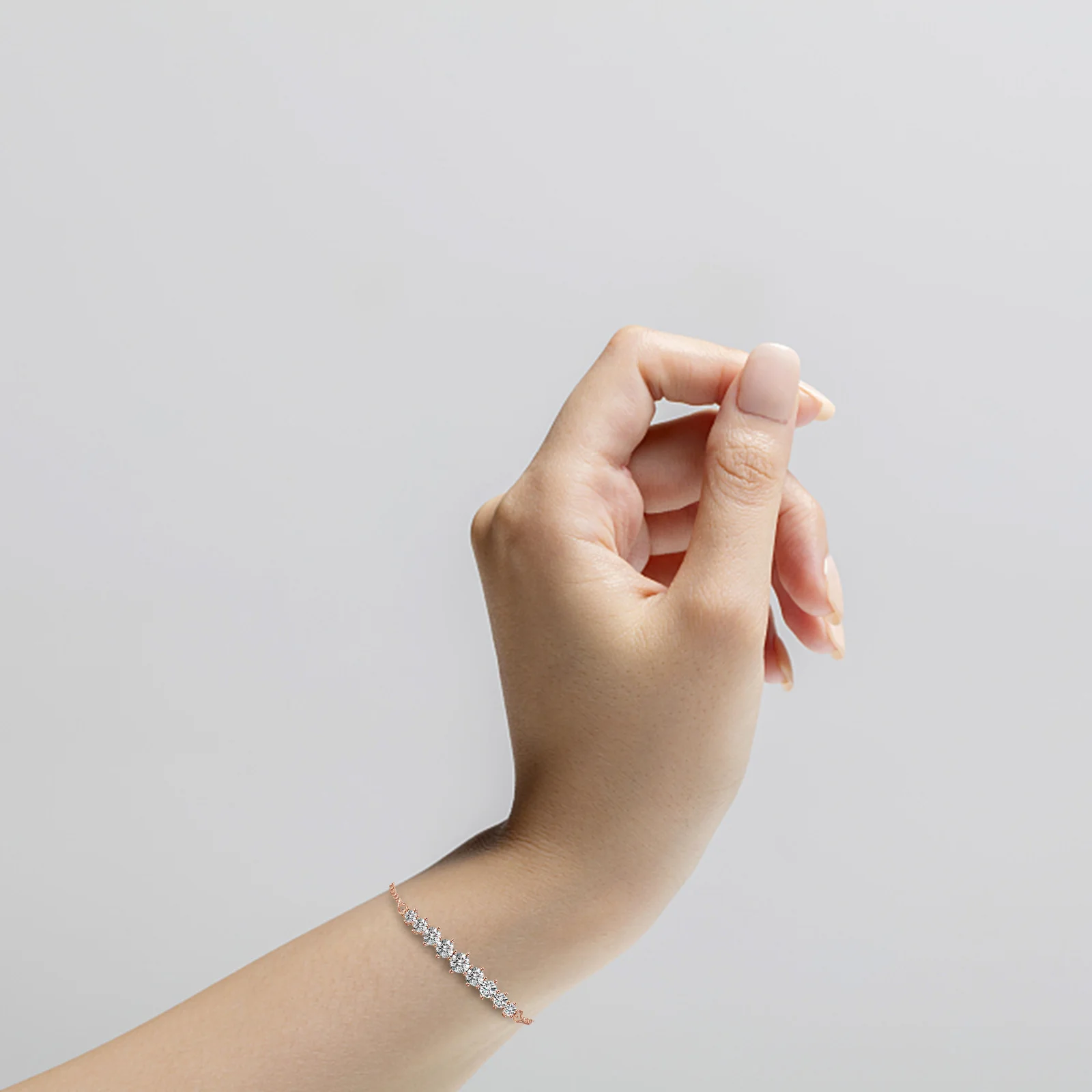 

Adjustable Alloy Rhinestone Bracelet Rose Gold Women Wrist Jewelry Gift For Birthday Anniversary Decorative Chain Hand Accessory