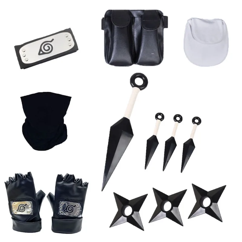 

Naruto Anime Peripheral Weapons Ninja Bag Kunai Headband Gloves Cosplay Itachi Cartoon Figure Apparel Accessories Set Toy Gifts