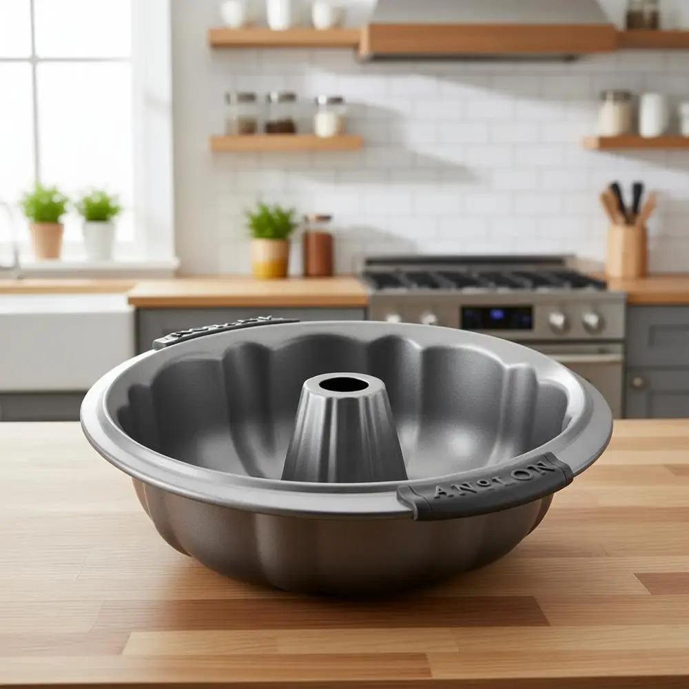 

Серая сковорода из углеродистой стали 9.5 с антипригарным покрытием и рифленым основанием.