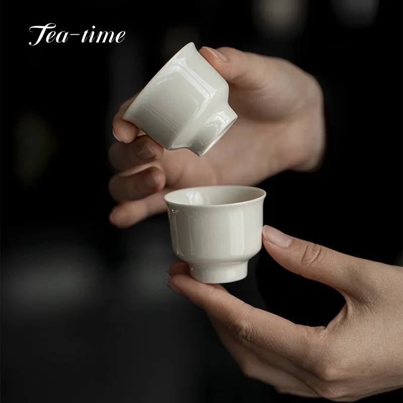 Chinese Style Ceramic Ivory White Tasting Master Guest Small Cup For Drinking Kung Fu Tea Set