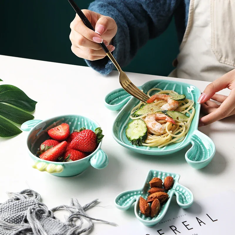 Table Plates Kitchen Accessories Ceramic Cactus Plate Snack Bowl Creative Tableware Kitchen Items All With Free Shipping