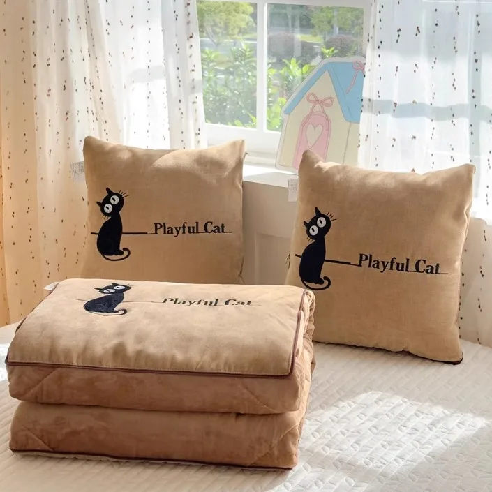 

Утолщенная подушка-плед 2-в-1 для дивана, офиса, автомобиля, современный простой стиль, бархат M...