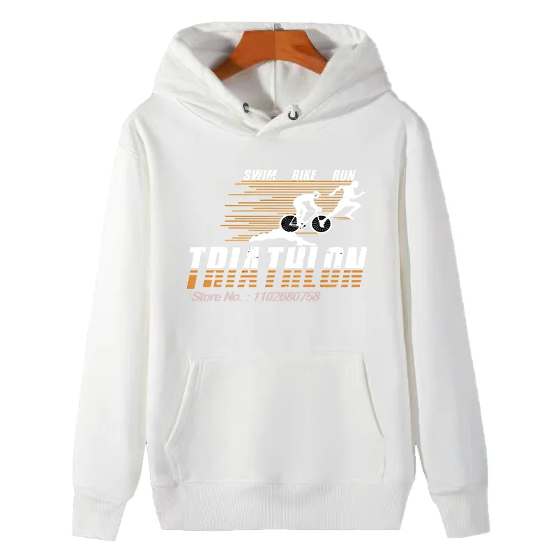 Triathlon Swim, Bike, Run Triathlete Fashion Graphic Hooded Sweatshirts Winter Hoodie Thick Sweater Fleece Hoodie Male Clothes