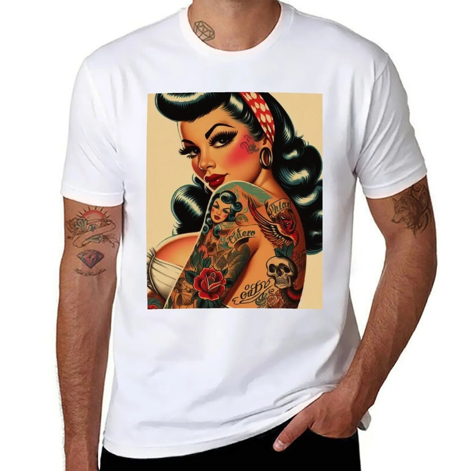 

shirt 100 t-shirt cotton Tattoo man Pin-up t Old man School essential T-Shirt black plain t for package shirt for percent cotton