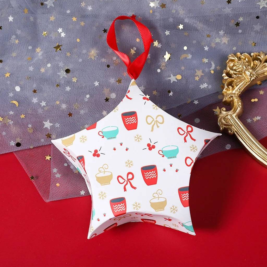 Paper Gift Box Printed Christmas Treat Box Hanging Treat Box Sturdy For Home Holiday Decoration Small Snack Packaging Candy