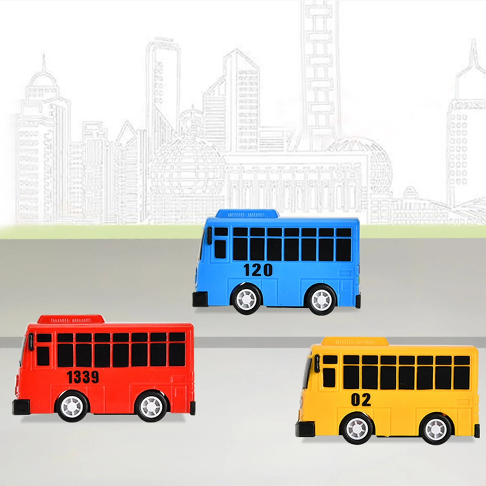 4 Stücke Kleiner Bus Mini Kunststoff Zurückziehen Blau Rot Gelb Grün Bus Automodell für Kindergeschenk