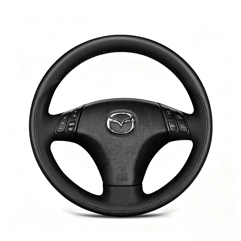 DIY Hand Sewing Leather Steering Wheel Cover for Mazda 6 Atenza 2004-2015 Mazda 3 2010-2012 Mazda 5 Anti-slip Car Interior