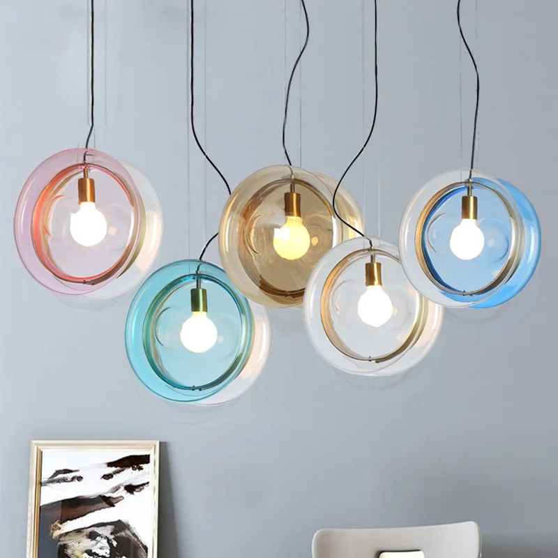 

Macaron Colorful Glass Chandeliers Nordic Light Luxury Lamps for Living Room Bedroom Pendant Lamp Home Decor Lamps Aesthetic