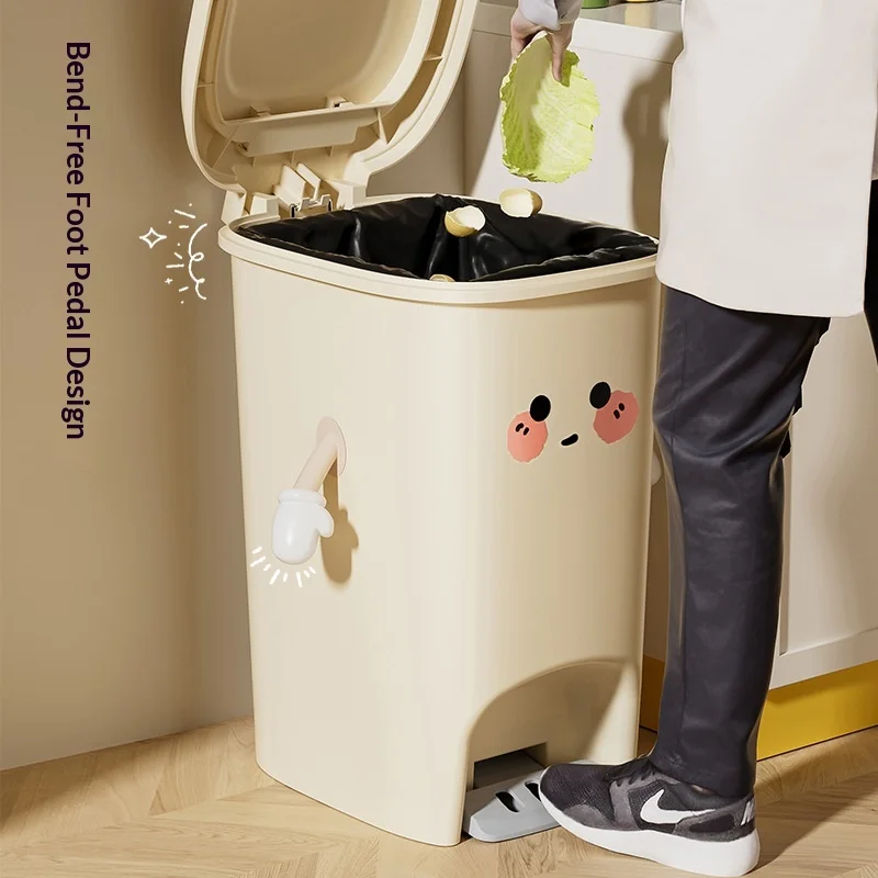 Premium Large Capacity Home Bathroom Trash Can Foot Pedal Double Lid Cute Covered Bin Kitchen Trash Can Bread Bin Bolsas Basura