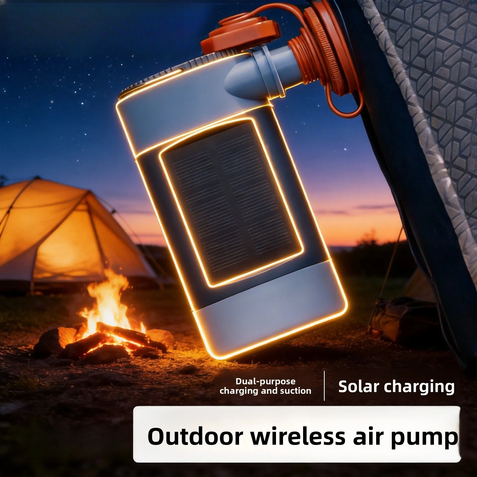 Air Pump Outdoor Portable Air Pump Compression Bag Lighting Charging Camp Solar Camping Strong Light