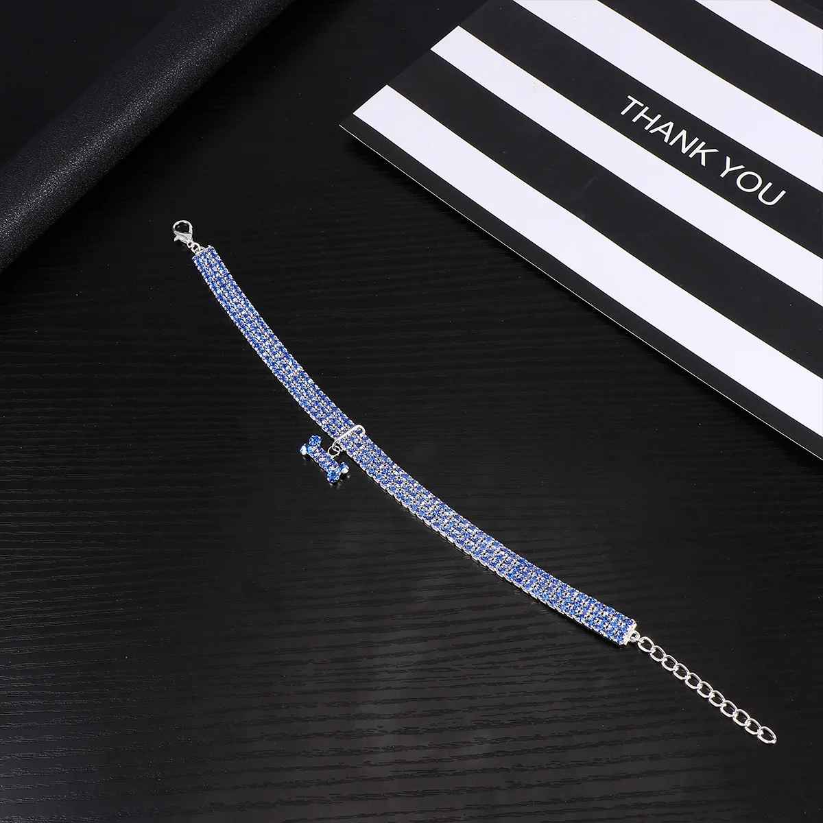 

Rhinestone Pet Collar Adjustable Blue Size Crystal Dog Collar For Walking Outdoor Sports Durable Buckle Chain