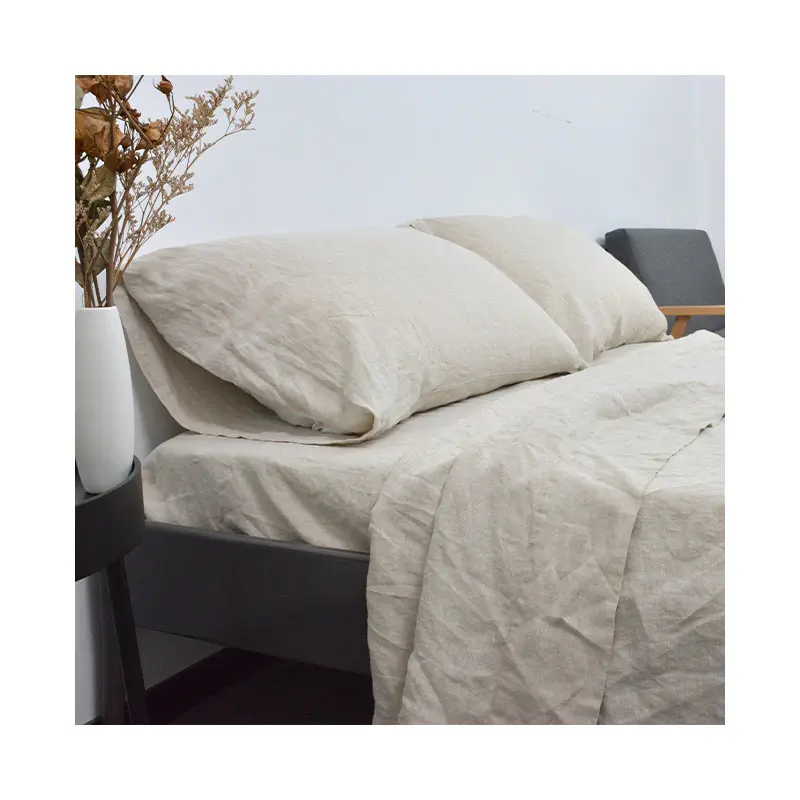 100% Linen Bedding Set Japan Style Breathable Pure Comforter Cover Sheet And Pillowcases Cover Functional Soft Linen Duvet Cover