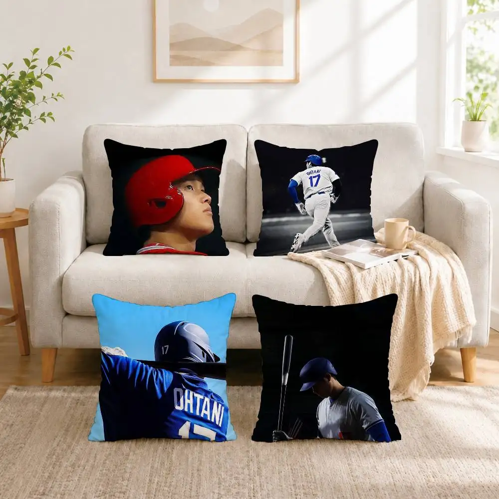 Baseball player Shohei Ohtani Square Double-Sided printed Pillow Case Bedroom Bedside Pillow Sofa Cushion Cover Gift
