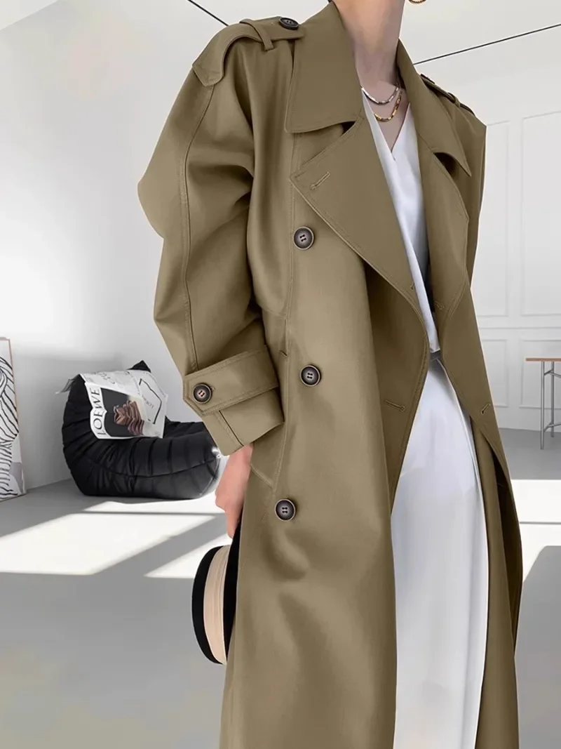 

MiiiiX классический двубортный плащ в английском стиле с лацканами, свободная универсальная ветровка, повседневная верхняя одежда, женская осенняя одежда