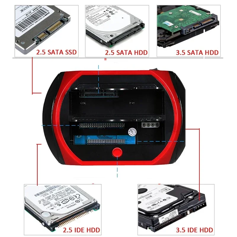 Estação de acoplamento hdd ssd usb para 2.5 3.5 Polegada sati/ii/iii ide slots duplos caixa de gabinete de disco rígido externo hd externo