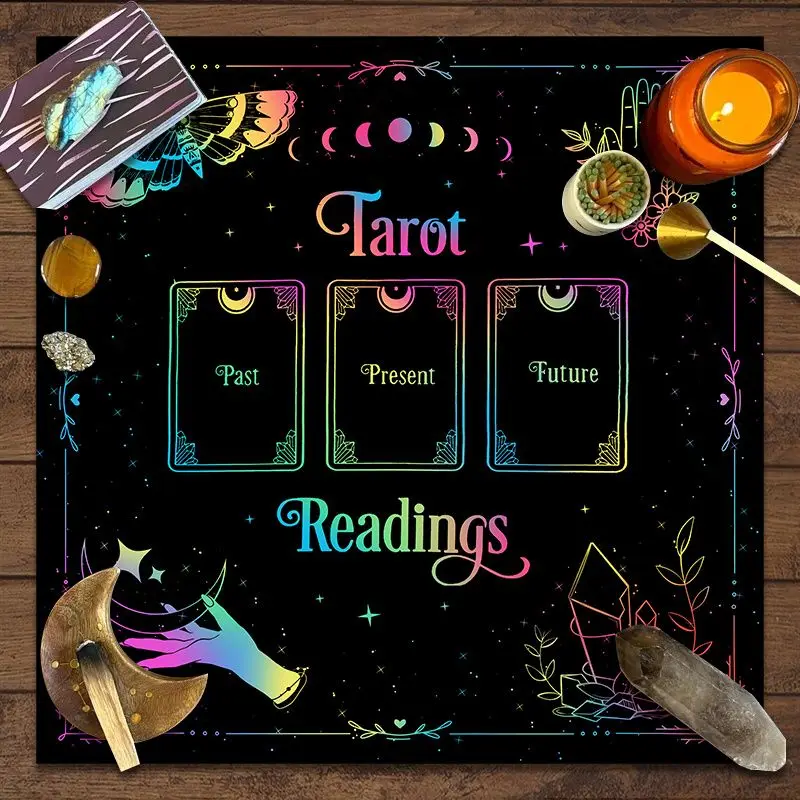 VIKAMA Neon Illusion Three Card Array Tarot Tablecloth Ceremony Altar Cloth Tarot Cards Divination Table Mat Card deduction