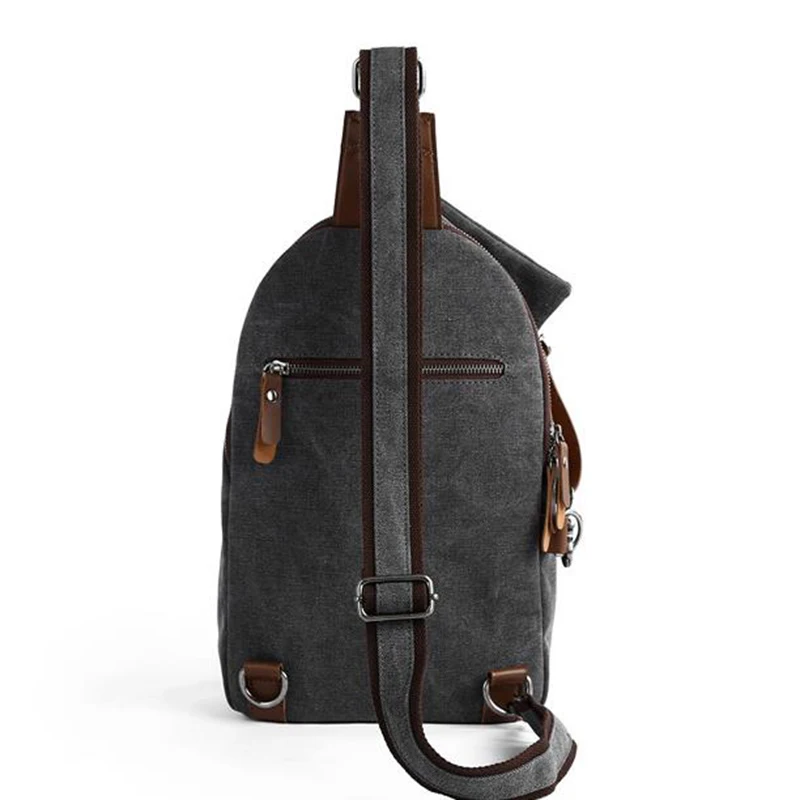 Vintage Canvas Men Chest Bag Fashion Men Canvas Sling Bag Zipper Leisure Durable Crossbody Bag for Youth