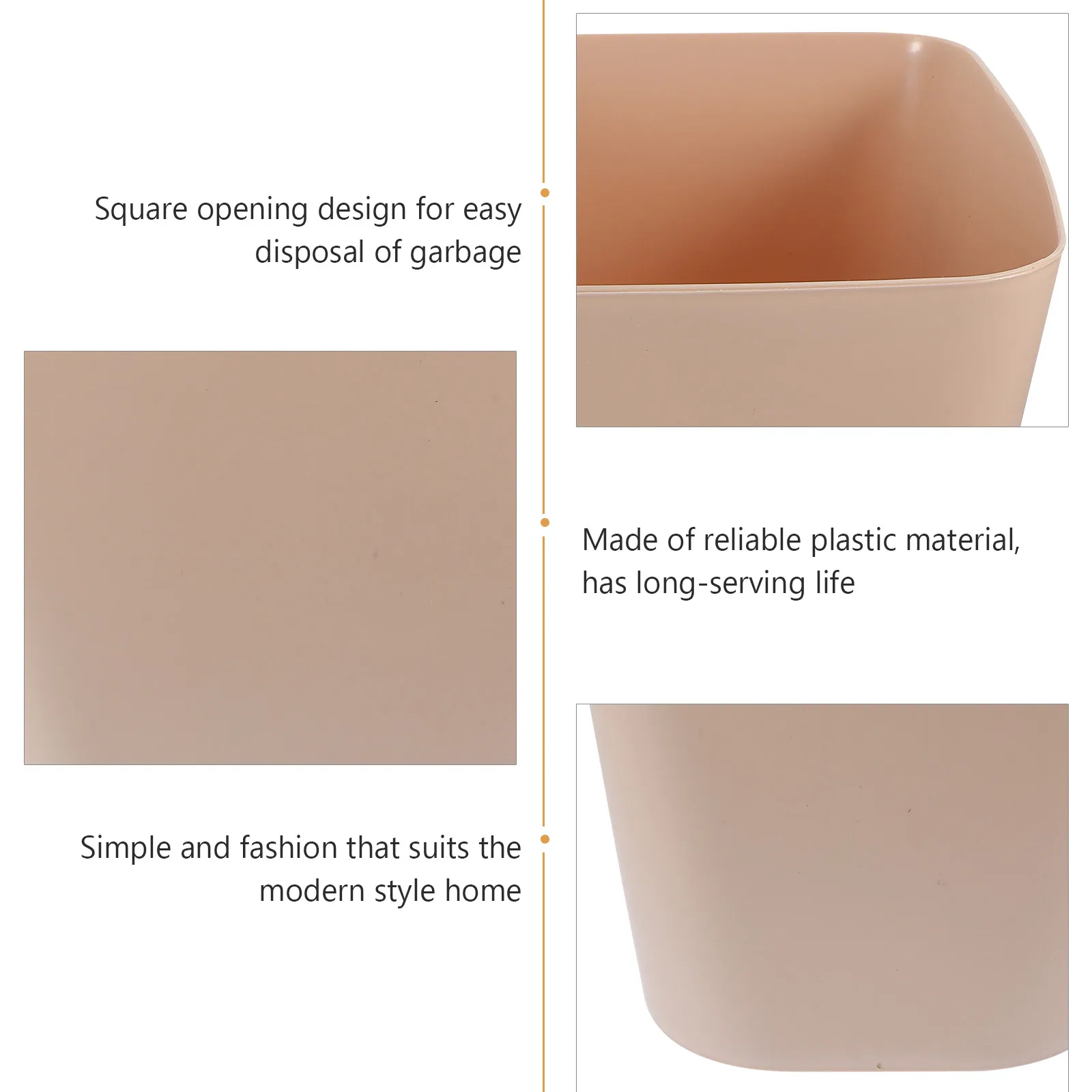 

Square Trash Can Large Size White Smooth Internal Easy Clean Home Office Bedroom Bathroom Garbage Bin Waste Basket Plastic