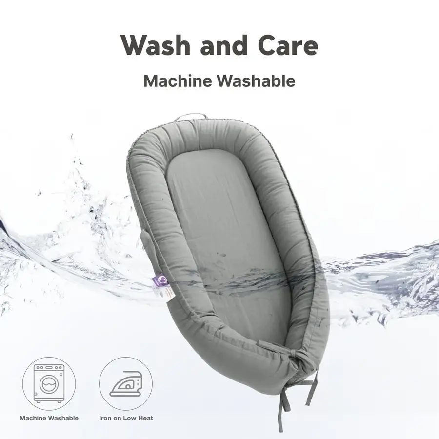 كرسي للرضع، غطاء عش الطفل للفتيات الصغيرات والأولاد، أساسيات حديثي الولادة للطفل 018 شهرًا، 100 قطن قابل للتنفس رمادي #5