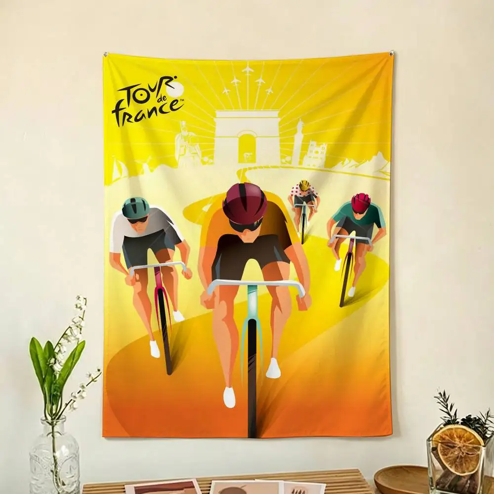Sports Bike Cycling Tour De France Flag Digital Printing Banner for Garage Wall Out Door Decoration