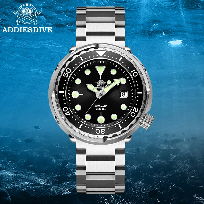 ADDIESDIVE Man Diving Watch 300M Waterproof C3 Super Luminous Sapphire Glass Calendar Automatic Mechanical Watches Reloj Hombre