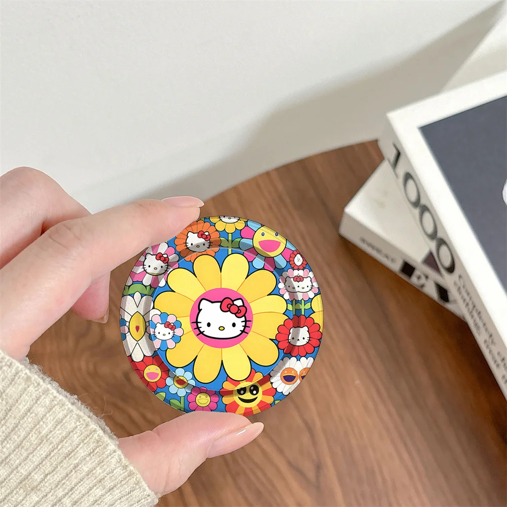 

New Sunflower Flower Korea Cute Kitty Cat Magnetic Telescopic Phone Stand Magsafe Portable Magnetic Stand Birthday Gift