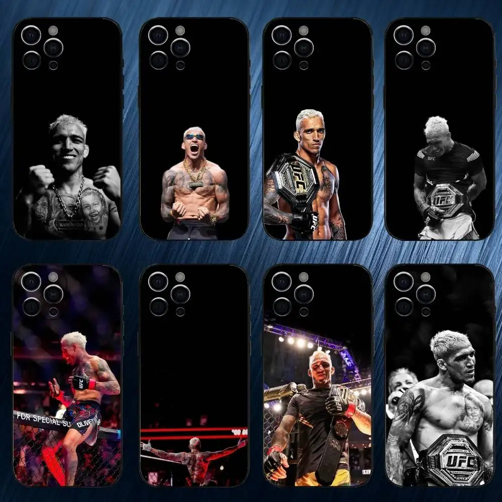 

U-UFC C-Charles Oliveira Phone Case For iPhone 17,16,15,14,13,12,11 Plus,Pro Max, Black Silicone Cover