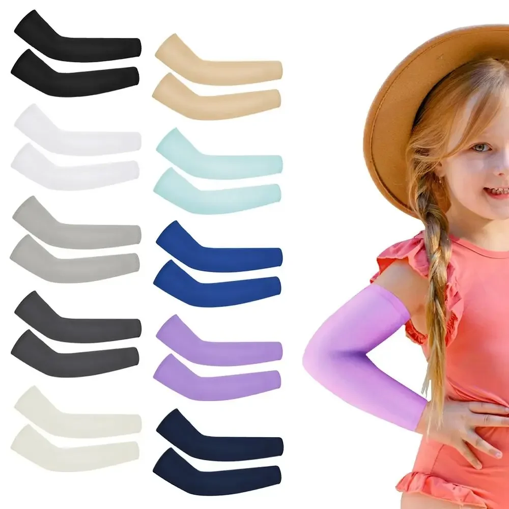 AliExpress 1 Pair Kids Sports Cooling Arm Sleeves Cover Sun UV Protection For 5-12 Years Girls Boys Elastic Ice Cuff Cycling Arm Warmer