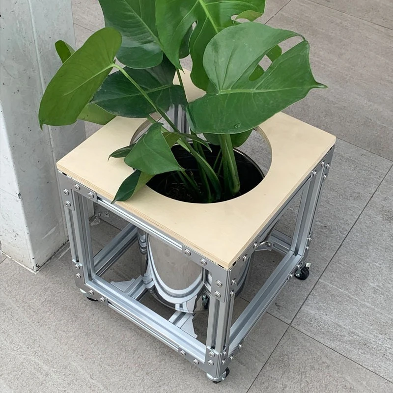 Birch flower pot bracket mobile tray aluminum alloy cart rack aluminum profile flower rack balcony rack living room