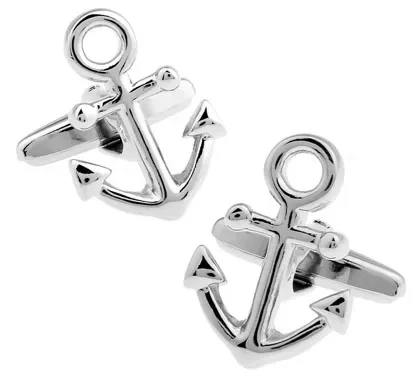 Gemelos de moda al por mayor y al por menor, diseño novedoso de ancla de marinero, material de latón de calidad, el mejor regalo para hombres