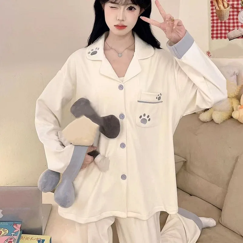 Damen-Pyjama in Übergröße, süßes, modisches Pyjama-Set mit Aufdruck, 2-teilig, Reverskragen, Neu Frühjahr 2026, Oversized Loungewear für Damen – Detail 4