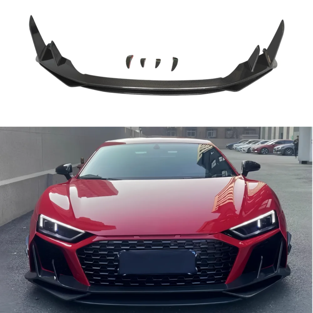 

Car Front Lip Upgrade Cap-style Dry Carbon Fiber Front Bumper Lip Front Bumper air Knife Body Kit Suitable for 2019-2023 Audi R8