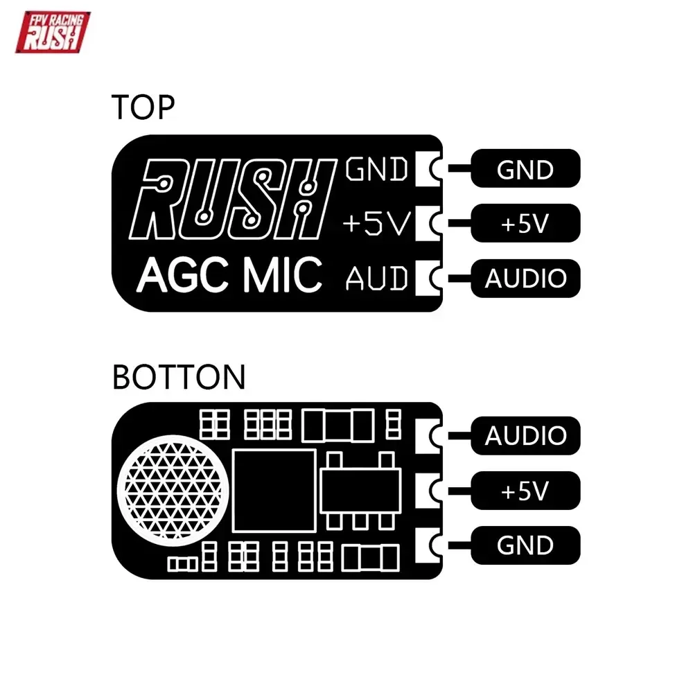 Rush agc 5v dc microfone para tanque rush mini fpv rc drone transmissor vtx quadcopter multirotor modelo peça de reposição