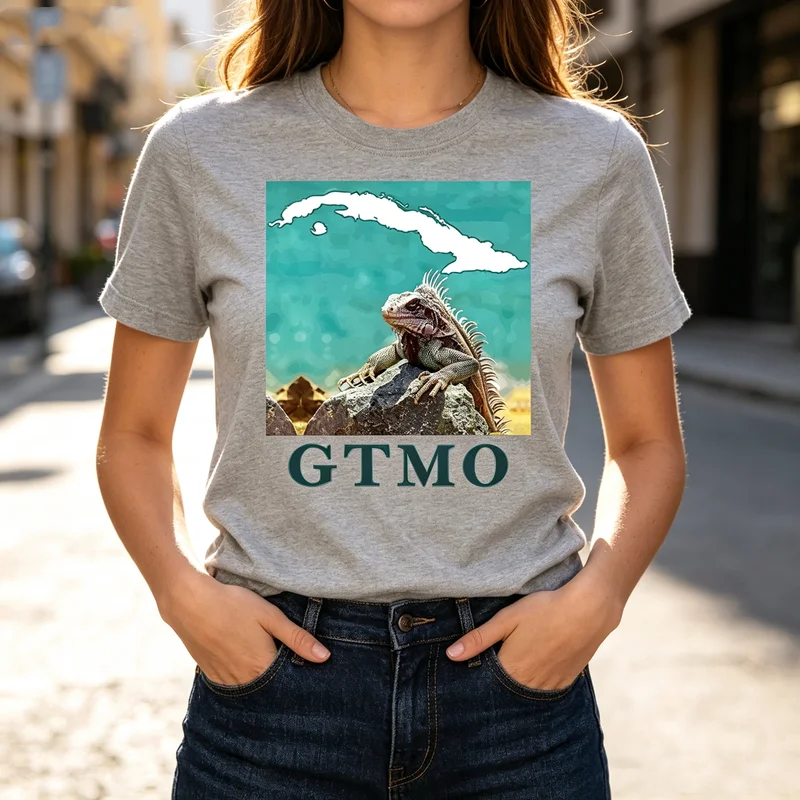 Reptile Lover T Shirt GTMO Island Lizard Photo Print Soft Cotton Crew Neck Womens Top Unisex  Oversized Tee  Harajuku