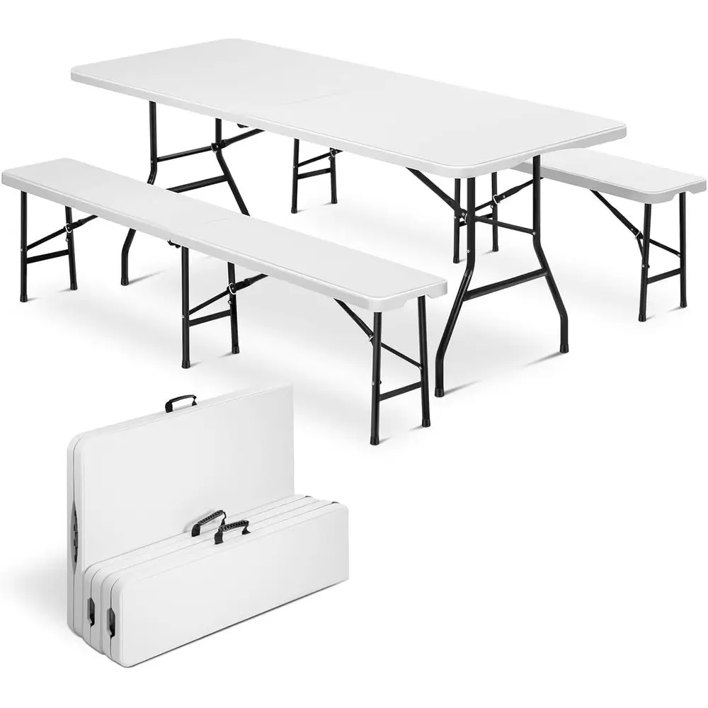 

Набор столов для пикника с 2 скамейками, складной походный стол, набор стульев для использования в помещении и на открытом воздухе, портативная складная мебель из 3 предметов 6 футов