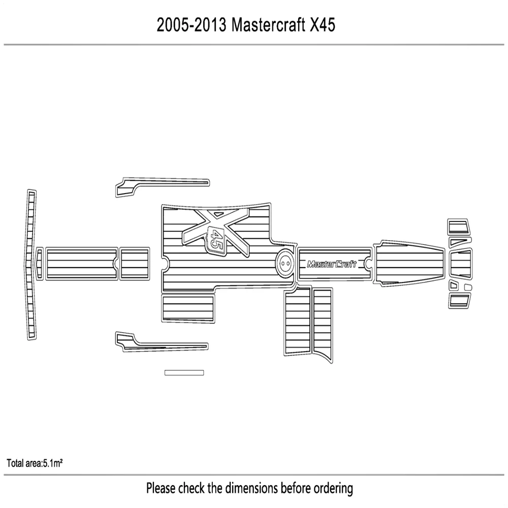 

2005-2013 MASTERCRAFT x45 Cockpit FAUX TEAK 1/4" 6mm EVA Non-slip mat FLOOR SeaDek MarineMat Gatorstep Style Self Adhesive