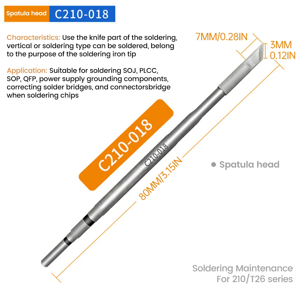 1PCS/3PCS C210 Soldering Iron Tip Universal T26 Soldering Station Replacement Heating Core Straight Elbow Blade Welding Iron Tip