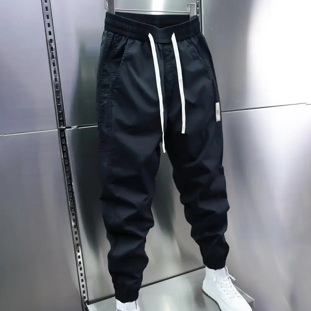 Ankle-banded Trousers Casual Workwear Trousers Comfortable Men's Drawstring Pants with Elastic Waist Casual for Ankle-banded